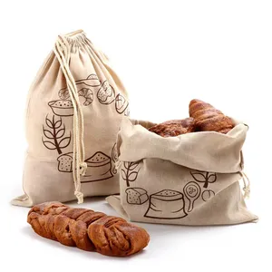 Factory Direct wholesale linen storage bag food kitchen special breathable drawstring bag