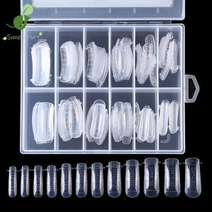 SunelPort Embouts d'ongles en cristal D07, 120 pièces, transparents, ultra-fins, sans trace, sans support papier, à poignée à grille incurvée, longs pour doigts - Product Image 1
