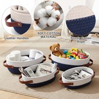 Panier de rangement en corde de coton tressée avec poignées, idéal pour ranger les jouets dans les chambres d'enfants et les salles de bain