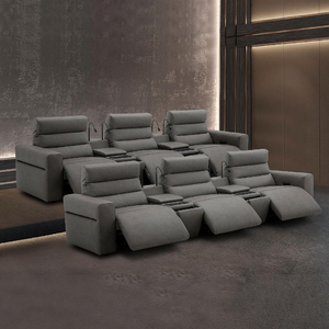 Conjunto de Asientos de Cine Profesionales en Nivel, Sofá Reclinable Eléctrico de Cuero de Lujo con Reposacabezas <span class=keywords><strong>Motorizado</strong></span> para Sala Multimedia Privada - Product Image 1
