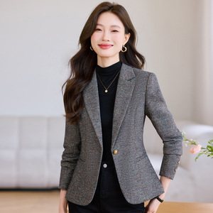 Women's Wool Blazer Maroon Solid Color Slim Fit Anti-Wrinkle Autumn Winter 2025 - Product Image 3