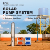 Pompe solaire CC sans balais 2200W 6 m³/h 65 m de hauteur de refoulement, corps de pompe en acier inoxydable pour l'approvisionnement en eau des étangs et des fermes piscicoles, garantie disponible