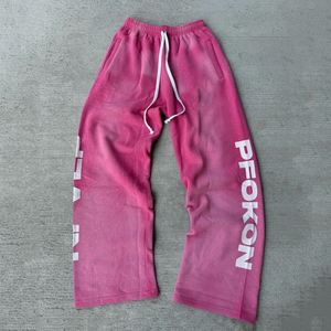 Pantalones Deportivos Holgados de Felpa Francesa Gruesa de Algodón Personalizados por el Fabricante OEM, Pantalones Deportivos de Pierna Ancha Recta para Hombre con Pedrería Completa - Product Image 2