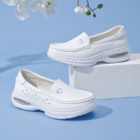 Chaussures d'infirmière en cuir de vachette blanc de qualité supérieure, légères, avec coussin d'air, absorption des chocs, faciles à enfiler, pour les professionnels de la santé en milieu hospitalier