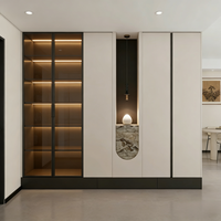Meuble de rangement moderne personnalisé pour salon et salle à manger, armoire à chaussures et vêtements, meuble d'entrée en bois massif, vitrine modulaire écologique avec porte en verre