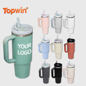 Custom 2025 Popular H2.0 Adventure Travel Coffee Mug 30oz 40oz <b>Reusable</b> Insulated Stainless Steel Tumbler with Handle and <b>Straw</b> - Product Image 1