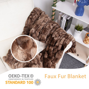 Couverture en fausse fourrure solide, <span class=keywords><strong>tricot</strong></span>ée, chaude, épaisse, taille king, pour la décoration de la maison - Product Image 1