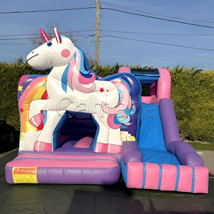 Castello Gonfiabile per Bambini da Esterno, Trampolino Arcobaleno con Scivolo, Combo Gonfiabile a Forma di Unicorno, Città del Divertimento - Product Image 5