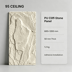 Panneaux muraux décoratifs <span class=keywords><strong>en</strong></span> carton robuste avec texture de <span class=keywords><strong>pierre</strong></span> de roche <span class=keywords><strong>en</strong></span> PU, revêtement mural à clipser pour les salles d'exposition et les allées de kiosques - Product Image 4