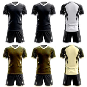 Ensemble de maillot de rugby sublimé à col en V pour homme, imprimé géométrique noir et or, évacuation de l'humidité, manches courtes, coupe athlétique, toutes saisons, sport - Product Image 1