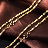 Vente en Gros Chaîne Corde en Or Hip-Hop 1,6 mm 1,7 mm, Or Véritable 18 Carats Au750, Collier Corde Taille Diamant en Or 18 Carats