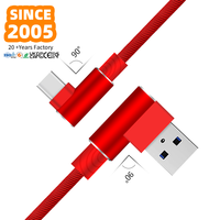Cable USB Tipo-C de Carga Rápida con Trenzado de Nailon de 1, 2 y 3 m, 90 Grados, para iPhone y Computadora, con Conductor de Cobre Puro, Venta al Por Mayor