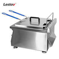 Friteuse à Induction Industrielle en Acier Inoxydable à Double Cuve 5000W pour Frites et Poissons, Idéale pour Food Truck et Restaurant