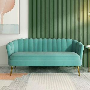 Canapé d'attente moderne en velours, chaise rembourrée pour hall d'accueil, banc de réception avec pieds en métal doré, canapé d'attente pour salon de beauté, clinique, salle d'attente, canapé pour invités - Product Image 2