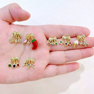 CH-LHP2332 belle émail Fruits <span class=keywords><strong>pendentif</strong></span> plaqué or émail <span class=keywords><strong>pomme</strong></span>/pastèque <span class=keywords><strong>pendentif</strong></span> à breloque mode citron <span class=keywords><strong>pendentif</strong></span> à breloque en gros - Product Image 4