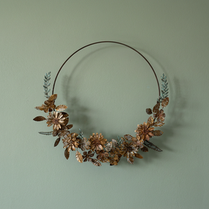 Corona Floral Rústica de Metal, Hecha a Mano, Decorativa, Redonda, Sin Iluminación, para Puerta y Decoración del Hogar - Product Image 4