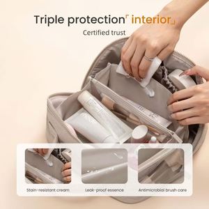 Sac cosmétique en nylon diamanté avec logo personnalisé, grande capacité, organiseur de maquillage de voyage, pochette à fermeture éclair portable, sac de beauté imperméable - Product Image 6