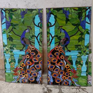 Panel de Vidrio Doble con Diseño de Pavo Real, Hecho a Mano y Personalizado, para Ventana, Puerta, Pared o Cortina, Estilo Catedral China - Product Image 2