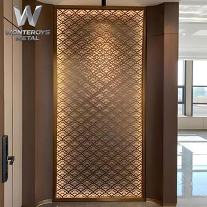 Cloison <span class=keywords><strong>de</strong></span> séparation murale au design moderne personnalisé, en acier inoxydable découpé au laser, finition PVD, pour bureau, <span class=keywords><strong>salon</strong></span>, galerie, club, <span class=keywords><strong>salon</strong></span> <span class=keywords><strong>de</strong></span> beauté - Product Image 1