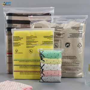 Sacchetti in Plastica Trasparente con Chiusura <span class=keywords><strong>a</strong></span> Zip e Logo Personalizzato per Imballaggio Abbigliamento, Segnali di Avvertimento, Buste con Cerniera per Vestiti e Magliette - Product Image 1