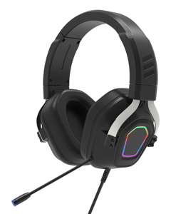 RGB có dây Over-Ear chơi game tai nghe với năng động microphone surround âm thanh độ trễ thấp uốn cong Pin cho DJ sử dụng kim loại & da - Product Image 2