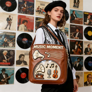 Sac à bandoulière Ita personnalisé, rétro, vintage, musique, mode, utilisation quotidienne, matériau PU, design unique, sac à bandoulière pour femmes - Product Image 5