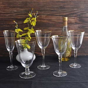 Lot de Gobelets en Cristal Transparent à Bord Doré – <span class=keywords><strong>Verres</strong></span> à <span class=keywords><strong>Vin</strong></span> Vintage Perlés à Long Pied pour Mariages, Fêtes, Noël et Décoration de Table à Domicile - Product Image 4