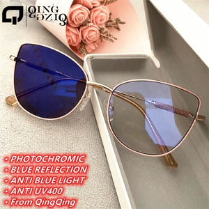 Lunettes Photochromiques Oeil de Chat pour Femme Bling Lunettes Photogray Bleues Anti-reflet UV400 2026 Montures de Lunettes Intérieur Extérieur - Product Image 2