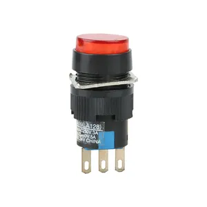 16mm round momentary push button switch self-lock led lamp 3 pins 12v