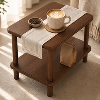 Table basse multifonctionnelle de luxe léger avec plateau en MDF et pieds en bois massif, double niveau, petite table d'appoint pour canapé ou chevet, pour la maison