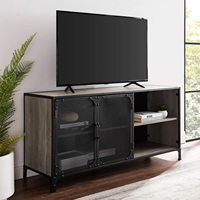 YuanFu Moderne Rustique Industriel Bois Meuble TV Maille En Métal Porte Armoire pour Salon Panneau Style TV Table pour Usage Domestique