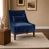Fauteuil en velours de qualité supérieure avec coussin lombaire amovible, base en chêne massif pour salon, OEM ODM