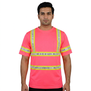 High Visibility Reflective Safety T-Shirt Custom Logo Hi-Vis Polyester/Cotton Breathable Unisex <b>Heat</b> Transfer Printed - Product Image 1