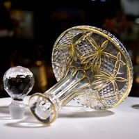 Carafe à vin en verre peint à la main de luxe N1 avec bordure dorée, design classique en diamant, gravure, bouteille à whisky sans plomb