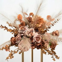 Décoration Florale de Mariage Premium : Boule de Fleurs en Soie Orange Terracotta Brûlé pour Centre de Table (Vente en Gros)