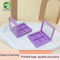 Eco-vriendelijke ABS plastic oogschaduwdoosje met 4 kleuren, met deksel en poederdoosje, blush hoesje, make-up verpakking