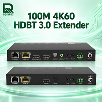 100M CAT6A HD-MI KVM Extender 4K60Hz 18Gbps HDBaseT 3.0 24V PoC ARC Kontrol IR Dua Arah USB2.0 Ekstensi KVM
