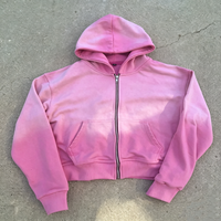 Sweat à capuche zippé personnalisé en coton de qualité supérieure, coupe oversize, en molleton bouclette lavé