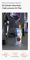 Pompe à air rechargeable Tpson 22 cylindres Gonfleur de pneus intelligent avec écran LCD pour voiture
