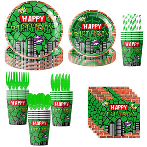 Articles de fête Teenage Mutant Ninja Turtles, décorations d'anniversaire, assiettes en papier, gobelets, nappe, ensemble de 60 à 80 pièces - Product Image 4