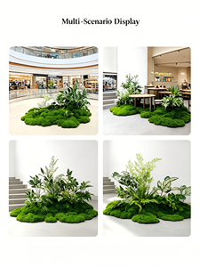 Base de mousse réaliste avec feuillage de fougère, cluster paysager pré-fabriqué, verdure sauvage pour décor d'intérieur commercial (centre commercial, café, allée) - Product Image 6