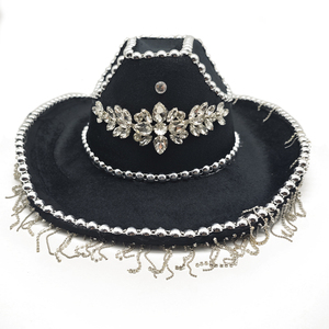 Sophisticated Western <strong>Bride</strong> <strong>Cowgirl</strong> <strong>Hat</strong> for Wedding Party and Bachelorette Celebration White Sparkle Cowboy Cap with Rhinestone - Product Image 2