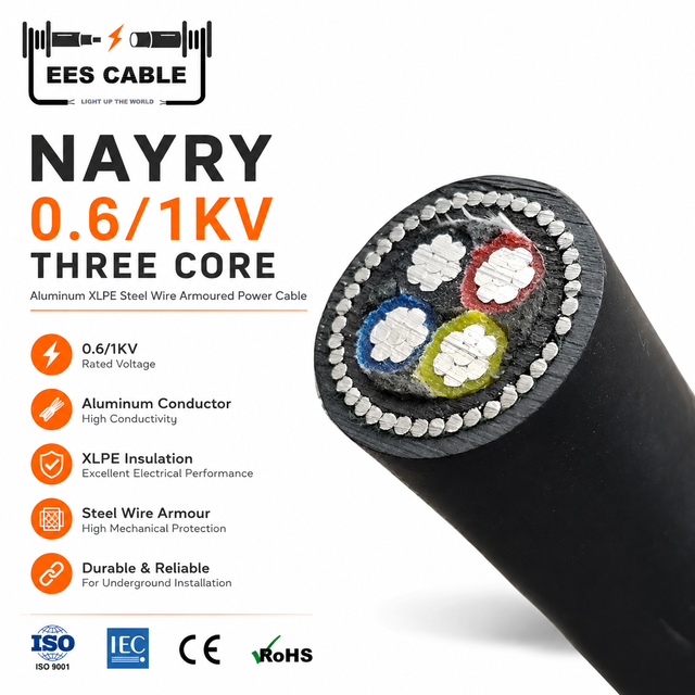 0.6/1KV Three Core 3core VLV32 NAYRY Aluminum XLPE Steel Wire Armourd Power Cable 3x10-3x630MM2 for Industrial Outdoor Projects