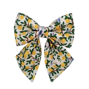 Custom wholesale long floral colorful wedding slide on dog sailor bow tie with flower for dog collar