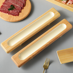 Plato Largo Creativo de Melamina con Diseño de Madera Rectangular para Servir en Hoteles y Fiestas - Product Image 4