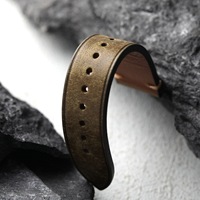 Correa de Cuero de Lujo para Reloj de Hombre, Compatible con Relojes Cartier, 18mm 19mm 20mm 21mm 22mm 24mm, Verde Oliva, Correa de Cuero Vintage Gruesa