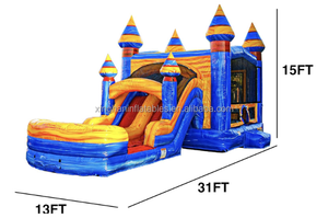 Nửa Đêm Kép Làn Đường Combo Thương Mại PVC <span class=keywords><strong>Inflatable</strong></span> <span class=keywords><strong>Bouncer</strong></span> Với Trượt Nhảy Lâu Đài <span class=keywords><strong>Inflatable</strong></span> Bounce House Combo Cho Đảng - Product Image 6