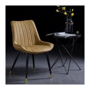 Nordic काले इतालवी आधुनिक लक्जरी रेस्तरां रसोई घर कुर्सी घर फर्नीचर चमड़े के भोजन कुर्सियां धातु पैरों के साथ चमड़े के भोजन कुर्सियां - Product Image 1