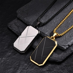 High Quality Jewelry Gold Plated Stainless Steel Geometric Pendant Necklace for <b>Men</b> - Product Image 2