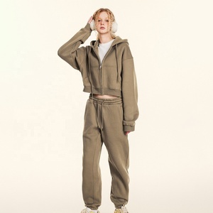 Felpa corta Vintage tinta unita <span class=keywords><strong>con</strong></span> cappuccio e cappuccio da donna oversize ampia stile Streetwear Chic da ragazza giacca Casual <span class=keywords><strong>con</strong></span> cappuccio - Product Image 6